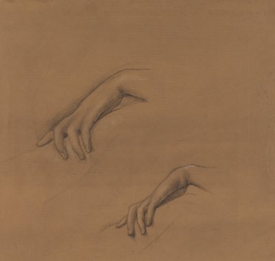 Estudios para una mano en Los fuegos de Dios de Edward Burne-Jones
