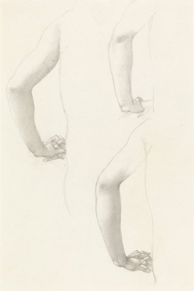 Estudios de un brazo y unas manos de Edward Burne-Jones