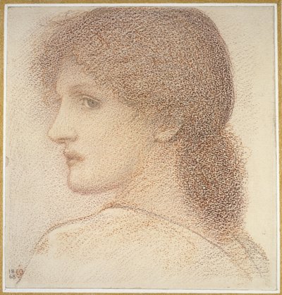 Estudio de la cabeza de una mujer, girada a la izquierda, 1868 de Edward Burne Jones