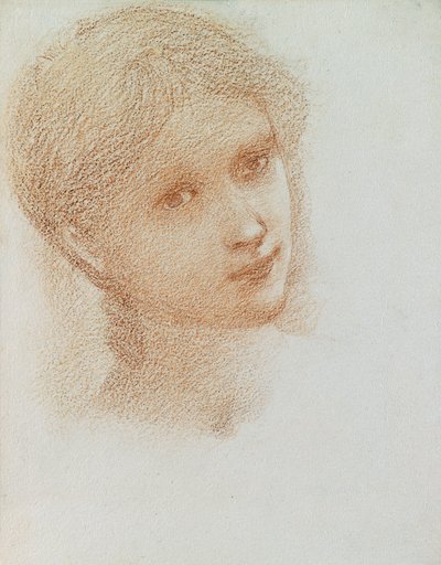 Estudio de cabeza de una niña, c.1865-6 de Edward Burne Jones
