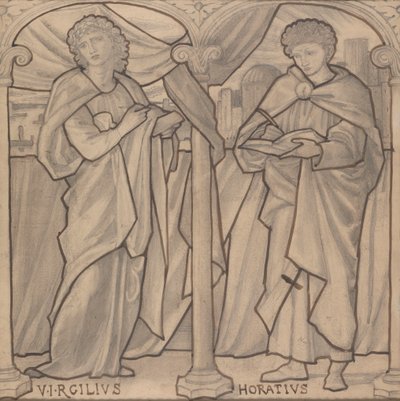 Diseño preparatorio para una vidriera, Virgilio y Horacio de Edward Burne Jones