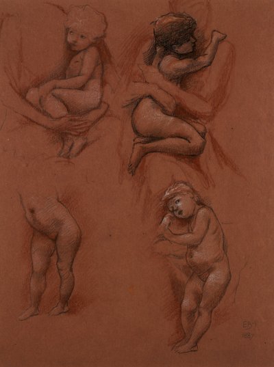 Estudios de niños en brazos de sus madres, 1887 de Edward Burne Jones