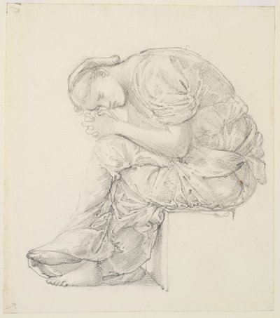 El lamento - Estudio para la figura de la derecha de Edward Burne Jones