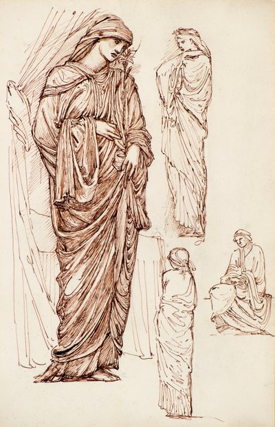 Virgen María y Santa Isabel, figuras vestidas de Edward Burne Jones