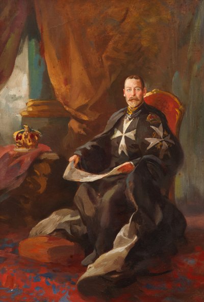 Estudio para el retrato del rey Jorge V (óleo sobre tabla) de Edward Caruana Dingli