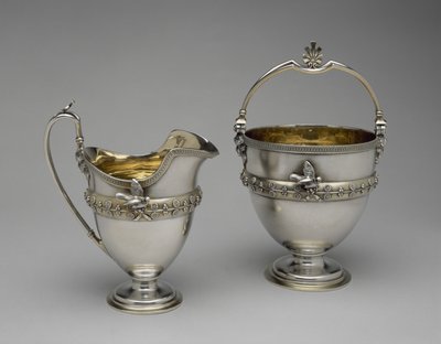 Jarra de Crema y Cesta de Azúcar, c. 1865-1869 (plata y plata dorada) de Edward Chandler Moore