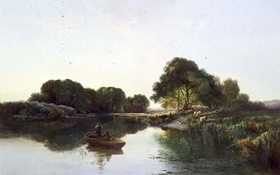 Paisaje fluvial boscoso de Edward Charles Williams