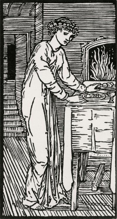 Psique junto a la mesa de Edward Coley (after) Burne Jones