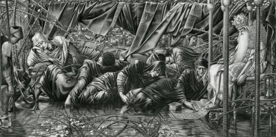 La sala del consejo, de la serie The Briar Rose de Edward Coley (after) Burne Jones
