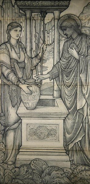 Cristo con la mujer de Samaria en el pozo de Edward Coley Burne Jones