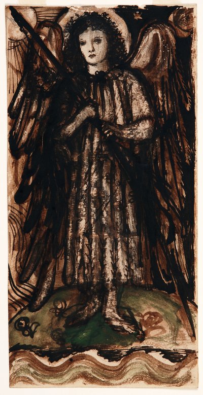 Amor reinando sobre los elementos, diseño para vidriera, c.1860-62 (sepia y aguada sobre papel) de Edward Coley Burne Jones