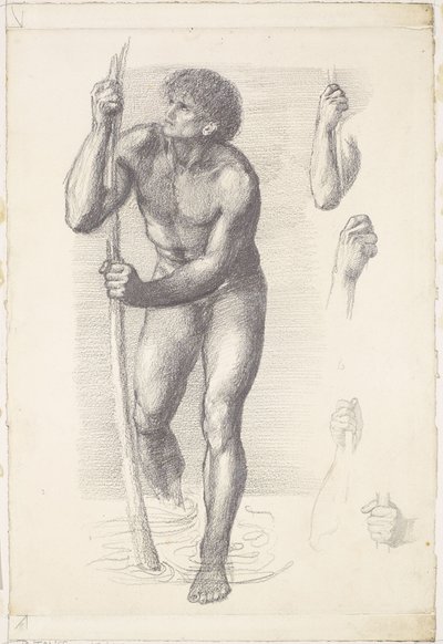 Desnudo masculino - Estudio para San Cristóbal de Edward Coley Burne-Jones