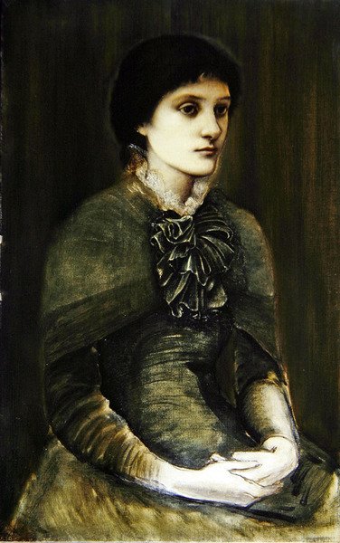Retrato de una niña con vestido verde de Edward Coley Burne Jones