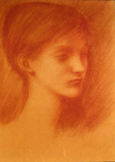 Cabeza roja / Retrato de una niña de Edward Coley Burne Jones