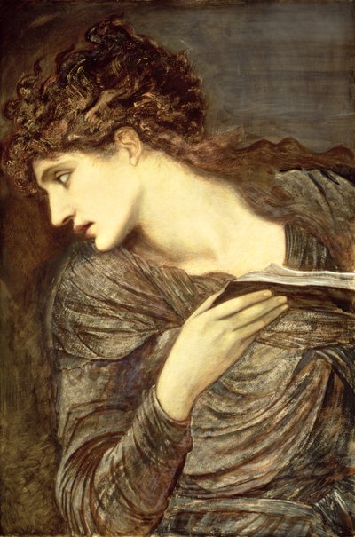 Estudio para la cabeza de Nimue en "El embaucamiento de Merlín", c.1873 (acuarela sobre papel montada en madera) de Edward Coley Burne Jones