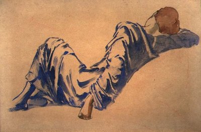 Estudio de un Cortesano Durmiente para la Serie Briar Rose: La Sala del Consejo de Edward Coley Burne Jones