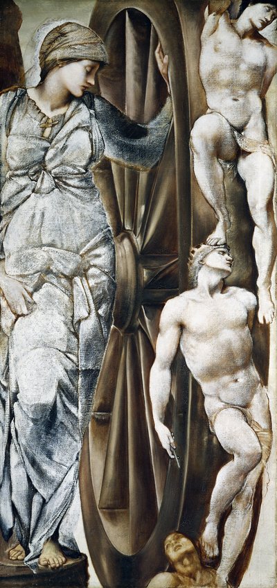 Rueda de la Fortuna (gouache sobre lienzo) de Edward Coley Burne Jones
