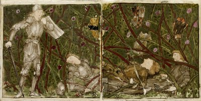 Un conjunto de dieciséis azulejos dispuestos en pares para formar ocho ilustraciones del cuento 