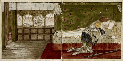 Un conjunto de dieciséis azulejos dispuestos en pares para formar ocho ilustraciones del cuento 