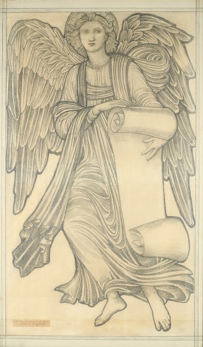 Ángel con Pergamino - figura número nueve, 1880 de Edward Burne Jones