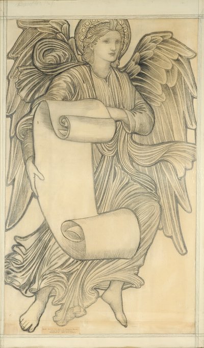 Ángel con pergamino - figura número siete de Edward Burne Jones