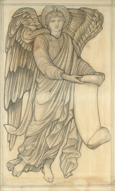 Ángel con Pergamino - figura número seis, 1880 de Edward Burne Jones