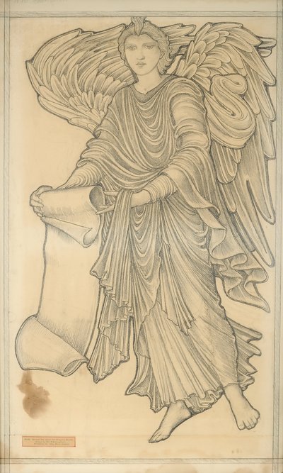 Ángel con Pergamino - figura número diez, 1880 de Edward Burne Jones