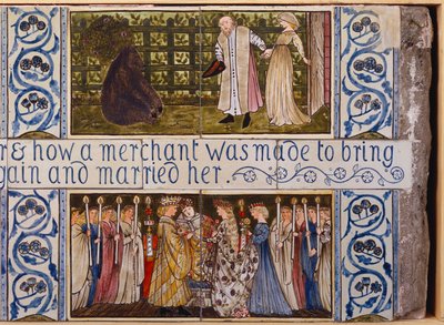La Bella y la Bestia, panel de azulejos, Morris, Marshall, Faulkner & Co., c.1867 de Edward Burne Jones