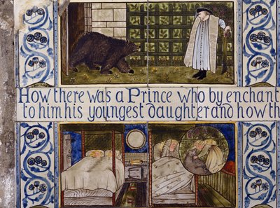 Panel de azulejos de La Bella y la Bestia, Morris, Marshall, Faulkner & Co., c.1867 de Edward Burne Jones