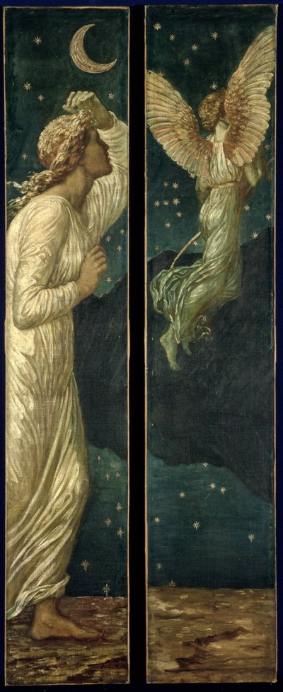 Cupido y Psique - Murales de Palace Green - Cupido huyendo de Psique de Edward Burne Jones