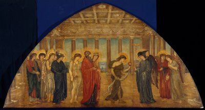 Cupido y Psique - Murales de Palace Green - Psique entrando en los portales del Olimpo, 1881 de Edward Burne Jones