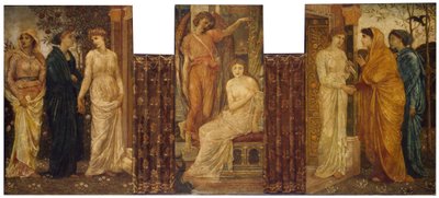Cupido y Psique - Murales de Palace Green - Las hermanas de Psique la visitan en la casa de Cupido de Edward Burne Jones
