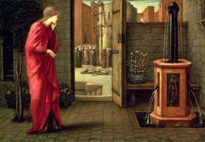 Danae observando la construcción de la torre de bronce de Edward Burne Jones