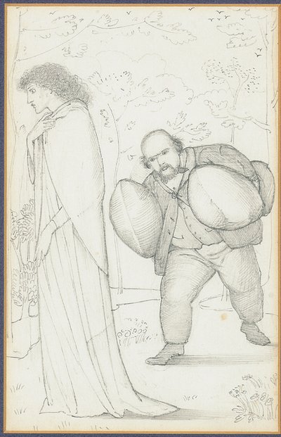 Dante Gabriel Rossetti llevando cojines a Jane Morris de Edward Burne Jones