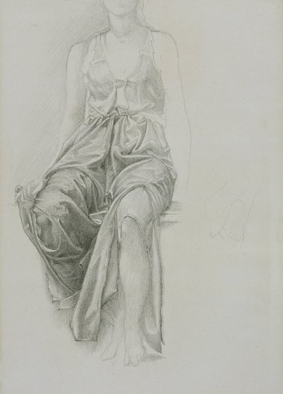 Estudio de drapeado para "Rey Cophetua", c.1883 (grafito sobre papel) de Edward Coley Burne Jones