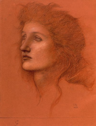 Cabeza femenina, 1890 de Edward Burne Jones