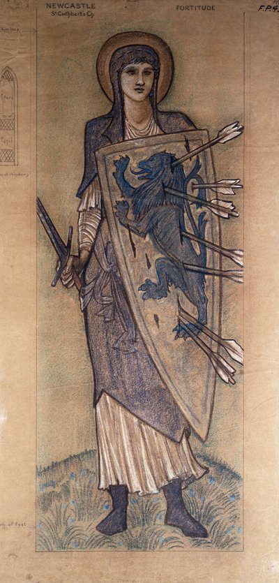 Fortaleza: diseño para una vidriera en la iglesia de St. Cuthbert, Newcastle, c.1896 de Edward Burne Jones