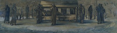 King Arthur at Avalon, c.1890 (técnica mixta sobre papel) de Edward Coley Burne Jones