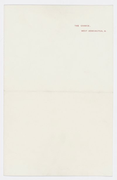Carta a la nieta del artista Angela Thirkell de Edward Burne Jones