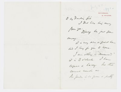 Carta a la nieta del artista Angela Thirkell de Edward Burne Jones