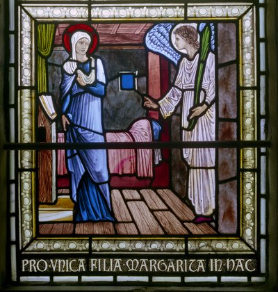Rottingdean, Santa Margarita, Morris & Co., Edward Burne-Jones, La Anunciación de Edward Coley Burne Jones