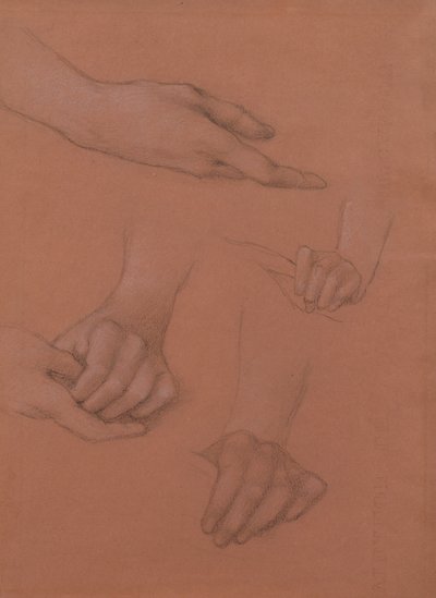 Estudios de manos para el retrato de Mary Gaskell de Edward Burne Jones