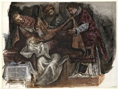 Estudio de la Circuncisión de Tintoretto en la Scuola Grande di San Rocco, 1862 de Edward Burne Jones