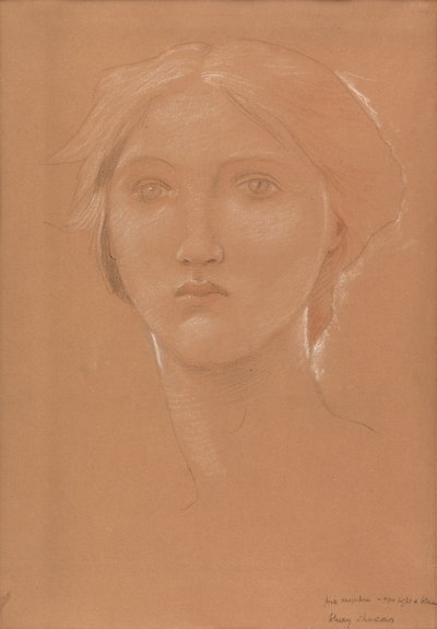 Estudio de la cabeza de Margaret Burne-Jones para "King Cophetua and the Beggar Maid" (tiza sobre papel) de Edward Coley Burne Jones