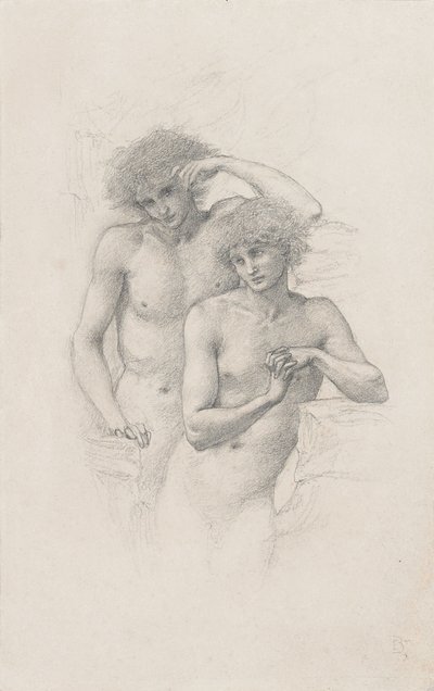Estudio de dos desnudos masculinos para "Arthur en Avalon" de Edward Burne Jones