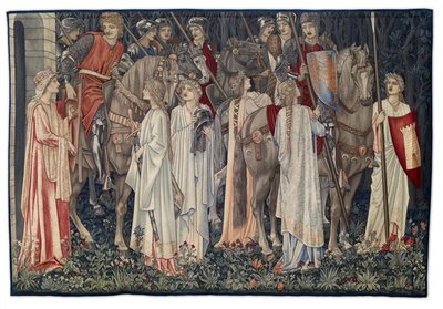 El armado y la partida de los caballeros, tapiz diseñado por el artista y tejido por Morris & Co., 1895-96 de Edward Burne Jones
