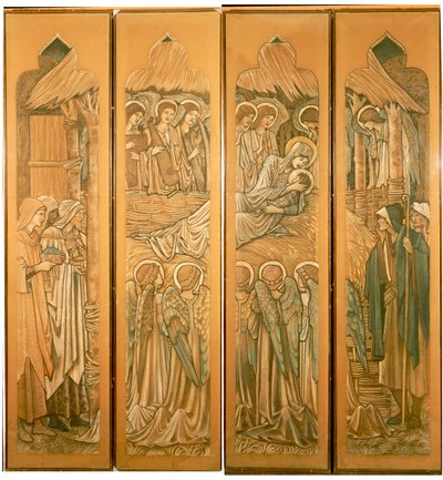 La Natividad, cartones para la vidriera en St. Deiniol, Hawarden, 1897 de Edward Burne Jones