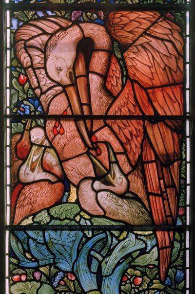 El pelícano en su piedad, ventana este de Edward Burne Jones