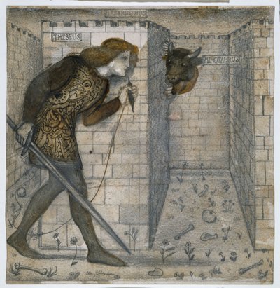 Teseo y el Minotauro en el Laberinto de Edward Burne Jones