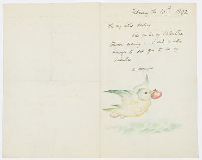 Valentín, Carta a la nieta del artista, Angela Thirkell, 13 de febrero de 1892 de Edward Burne Jones